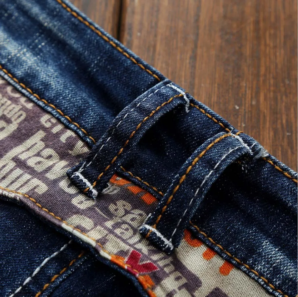NEW Male Jeans Fashion Solid Color Slim Fit Trousers Springy Mens Comfortable Cotton Pants Scratched Straight Type | Мужская одежда