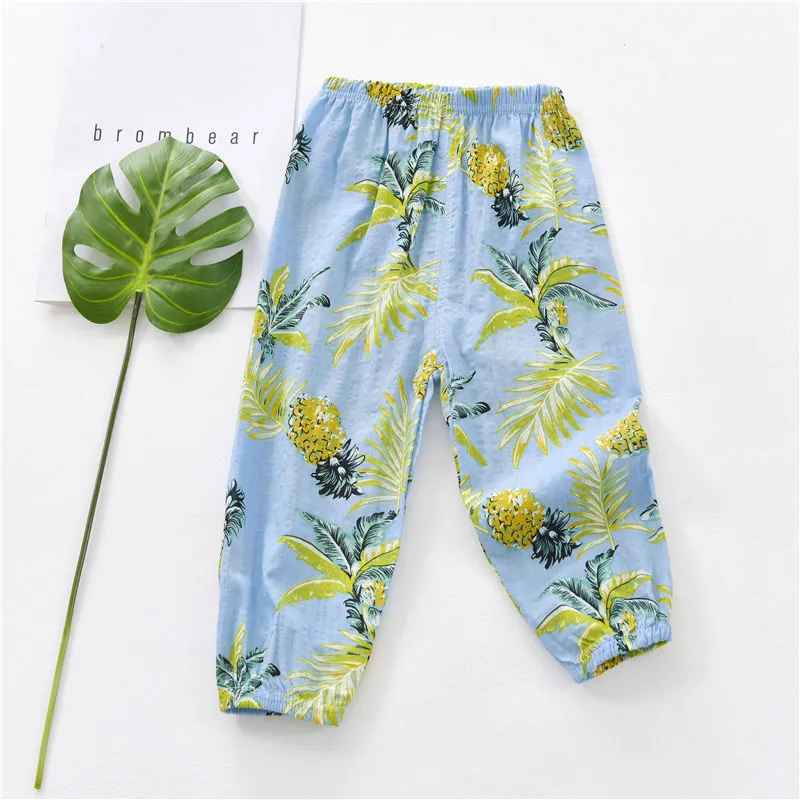 Детские штаны повседневные Модные шаровары с цветочным принтом и граффити для