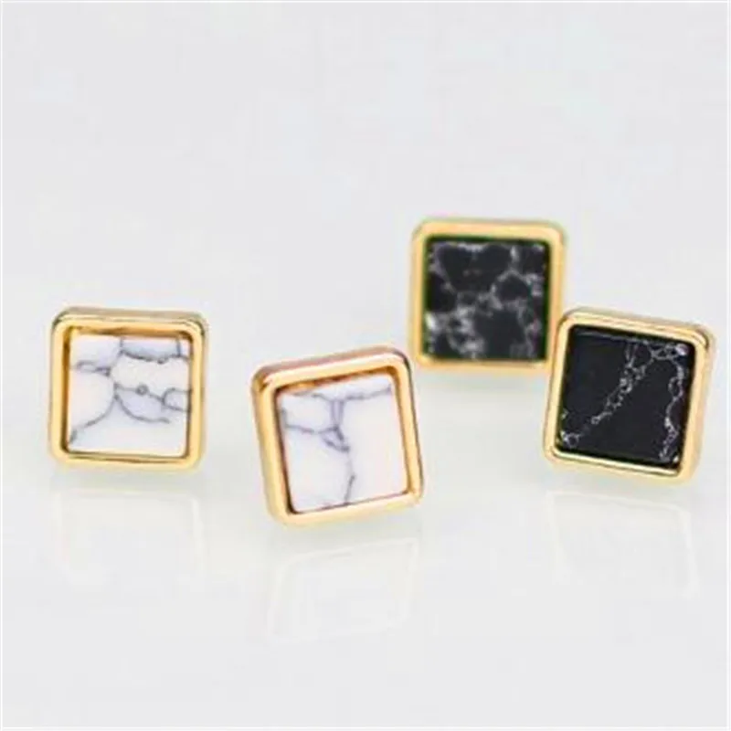 Модные креативные серьги-гвоздики квадратные треугольные круглые