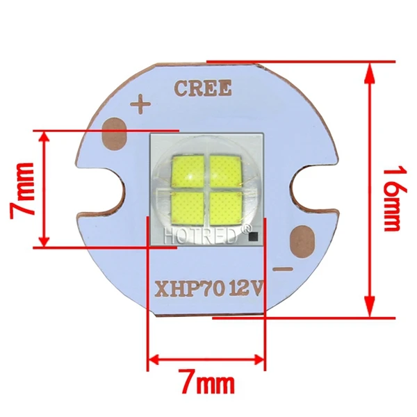 1 шт. 7070 20 Вт 6 в 12 В Led замена Cree XLamp XHP70.2 XHP50.2 светодиодный излучатель холодный белый 6500k синий светодиодный чип света с 20 мм Cooper PCB - Испускаемый цвет: With16mm Copper pcb