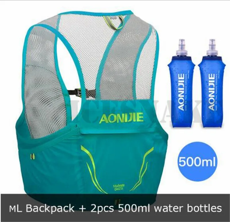 ML Turquoise Set AONIJIE бегущий марафон гидратационный жилет пакет Воздухопроницаемый жгут водный Пузырь походный Кемпинг бег 2.5L - Цвет: ML Turquoise Set