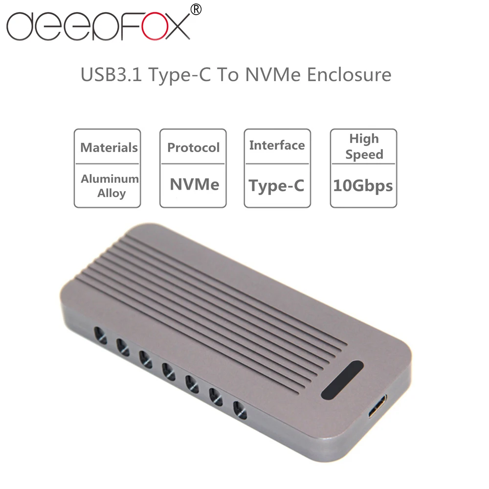 Чехол для жесткого диска DeepFox из алюминиевого сплава с USB 3 1 Тип C на NVMe SSD адаптер M