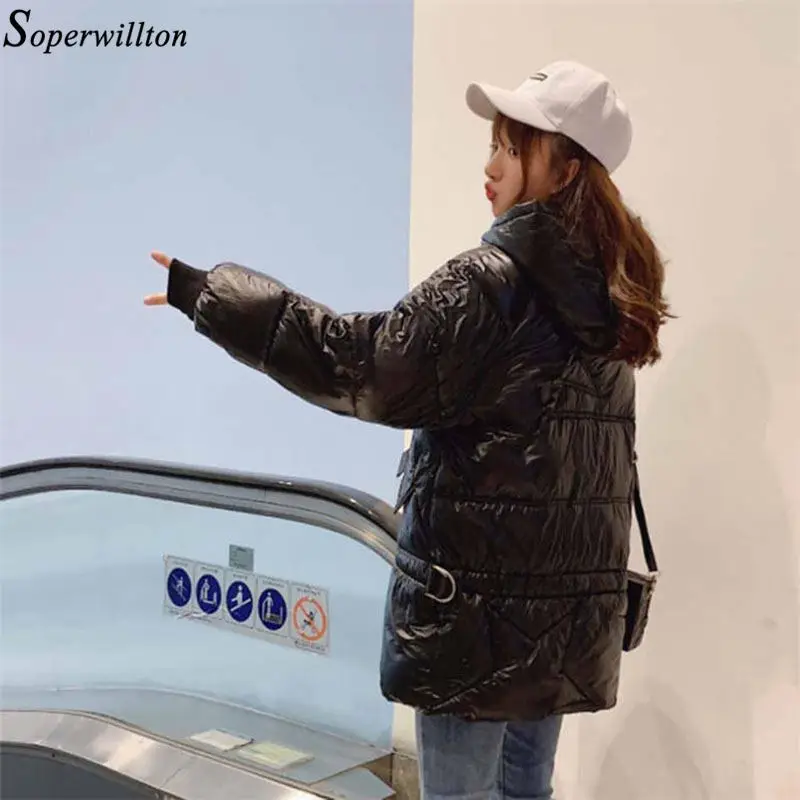 Fashion Winter Down Jacket Women Thick Warm Hooded Parka Female Cotton Padded Mid Long Coat Lady Solid Black Blue White D77