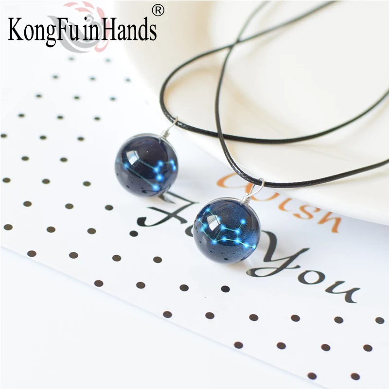 Ожерелье из двенадцати созвездий стеклянный шар Круглый Светящийся кулон