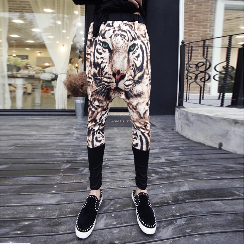 

M-3XL!!Spring and Autumn tide men's dark tiger head hip hop big street dance pants large size harem pants tide men's pants.