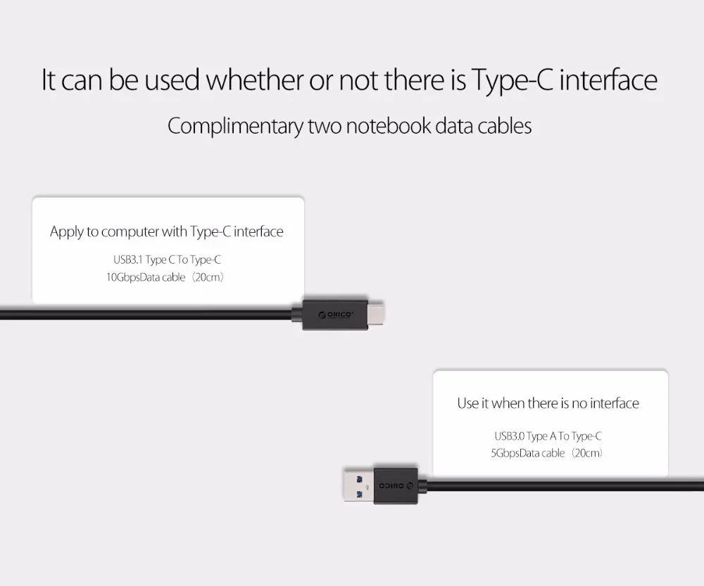 ORICO алюминиевый двойной отсек type-C mSATA SSD чехол с функцией RAID поддержка 10 Гбит/с USB3.1 Gen2 USBC SSD корпус с кабелем C-C