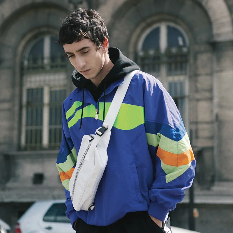 Li-Ning PFW Мужская трендовая китайская LI-NING толстовка с 1/4 молнией, свободный крой, нейлон, полиэстер, ретро подкладка, спортивные куртки AJDP015 MWJ2617