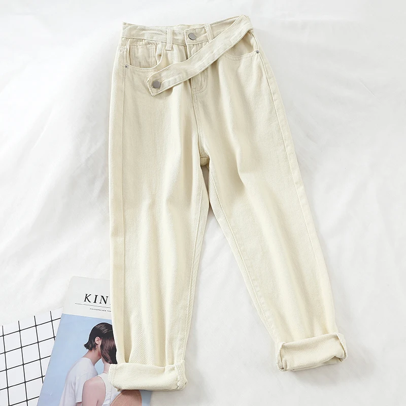 2019 новые модные женские джинсы свободные и универсальные повседневные