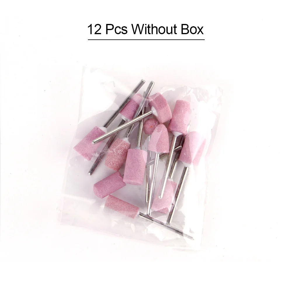 Without Box 12 шт., керамические сверла для ногтей, электрическая головка для маникюра, сменное устройство для маникюра, педикюра, пилки для ногтей, полировальная фреза - Цвет: Without Box