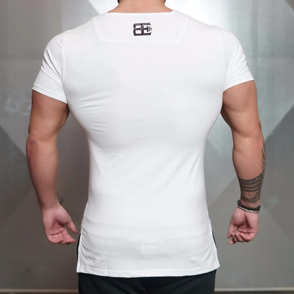 Модные Для мужчин летние тонкий Slim Fit Badybuild тренажерных залов хлопок Повседневное