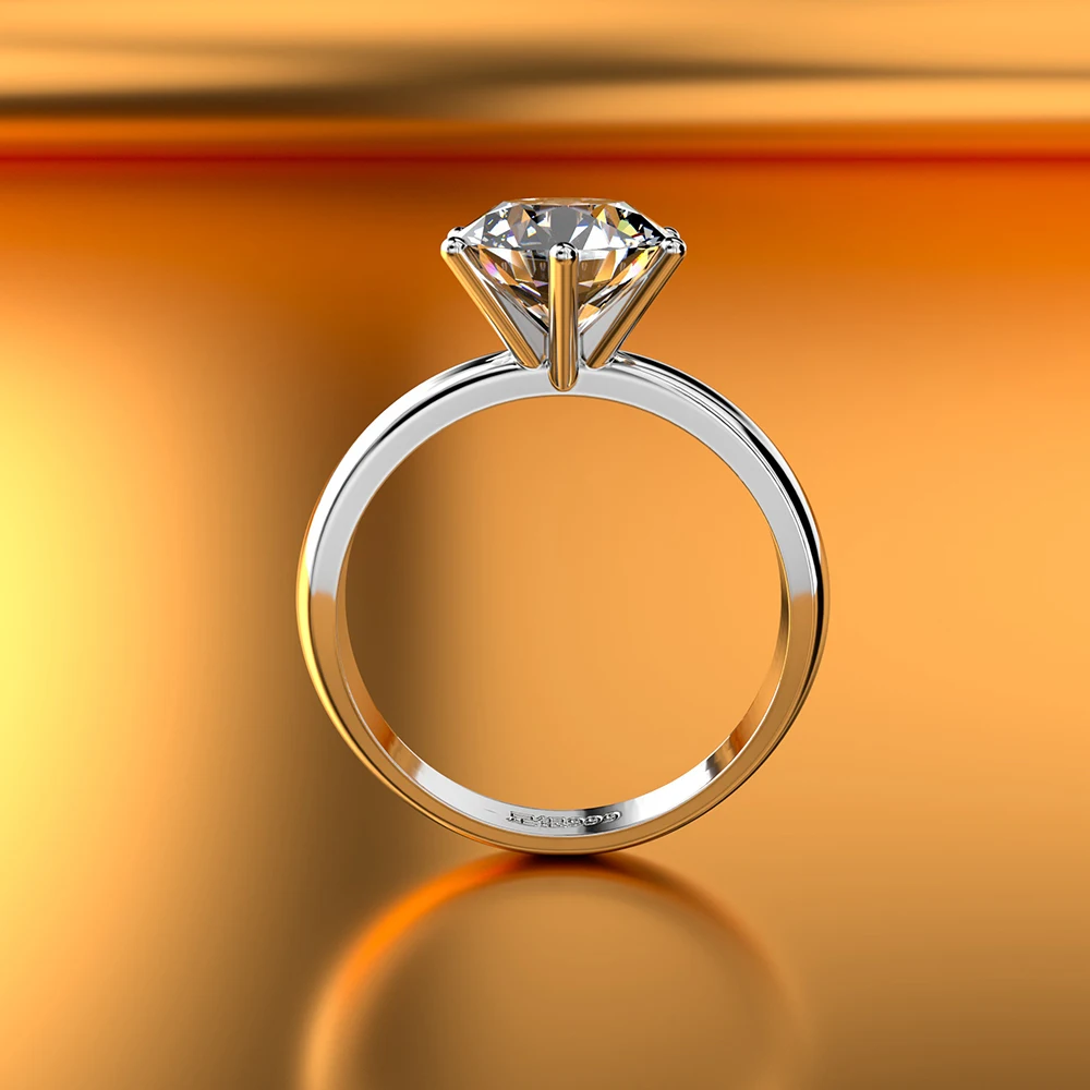 Anillo solitario 100% Soild 999 Jewellery de plata ley 2019 1.5ct Сона фианит AAAAA anillo де comproiso для женщин|Кольца|