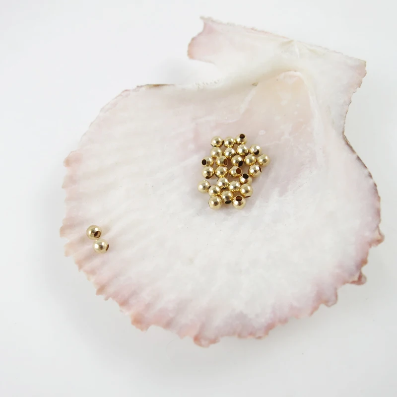 Золотой Цвет Медь Гладкий Круглый шарик разделительные бусины для изготовления