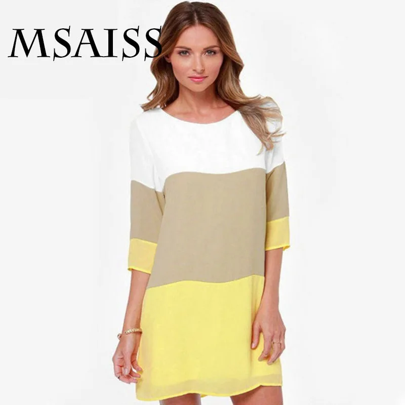 Платье MSAISS женское повседневное с цветными полосками|chiffon dress|striped dressdress loose |