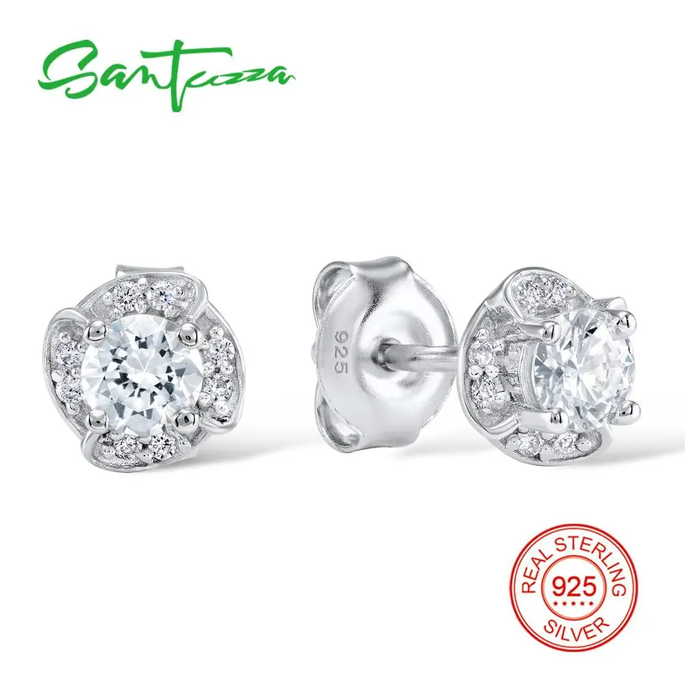 SANTUZZA серебряные серьги для женщин 925 пробы серьги-клипс Серебро с камнями