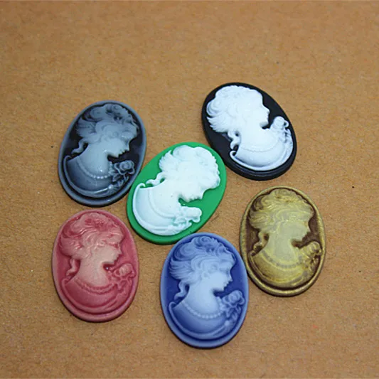 20pcs 18*25mm vintage resin Женская Камея плоская спина кабошон для рукоделия скрапбукинга