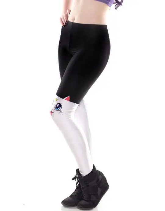 4XL Fashion Women Galaxy Leggings Lovely Cat Printed Style Pants Black Milk Kawwai Elastic Slim Leggins | Женская одежда