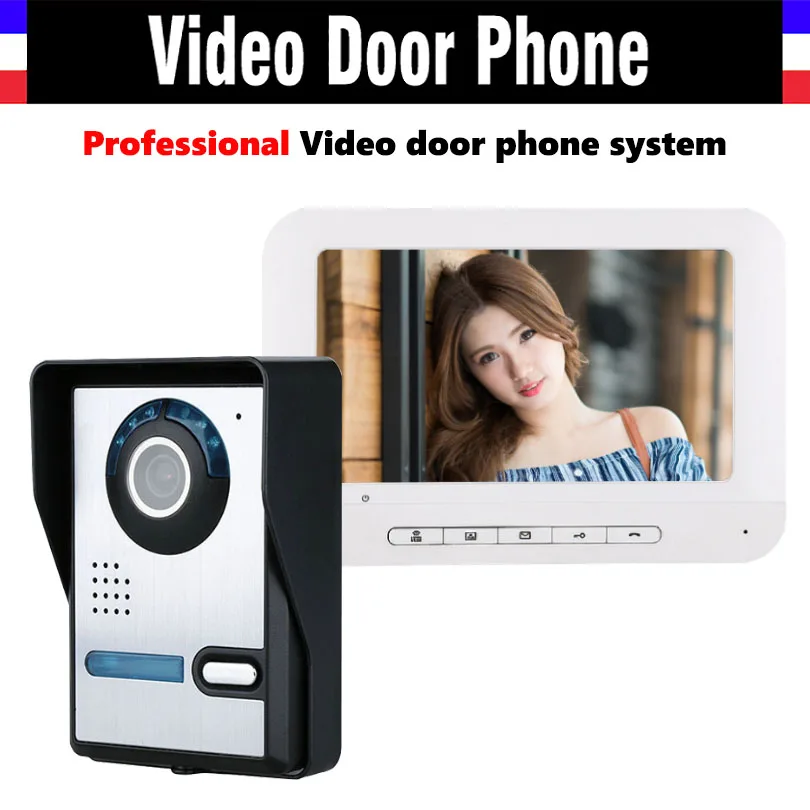 

7 inch LCD Video Door Phone Kit video doorbell Intercom System 1000TVL IR Night Vision Camera wired Home Video Intercom