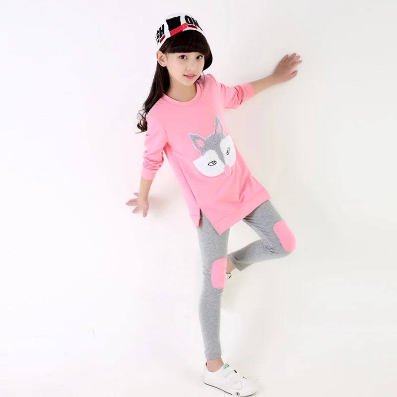 Коллекция 2017 года весенние комплекты одежды для девочек подростков футболка +