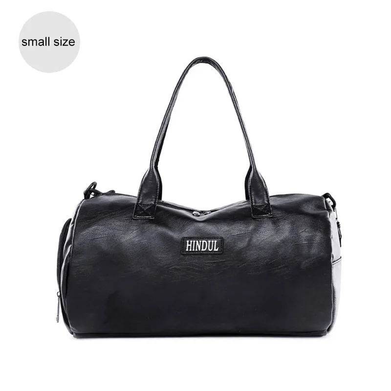 black small size Мужская спортивная сумка из мягкой кожи с цилиндрической ручкой для хранения обуви, спортивная сумка для женщин, сумка для фитнеса и путешествий XA294WD - Цвет: black small size