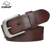 cukup top quality solid cow skin leather coffee belts alloy clasp buckle metal classic retro styles jeans belt for men nck310