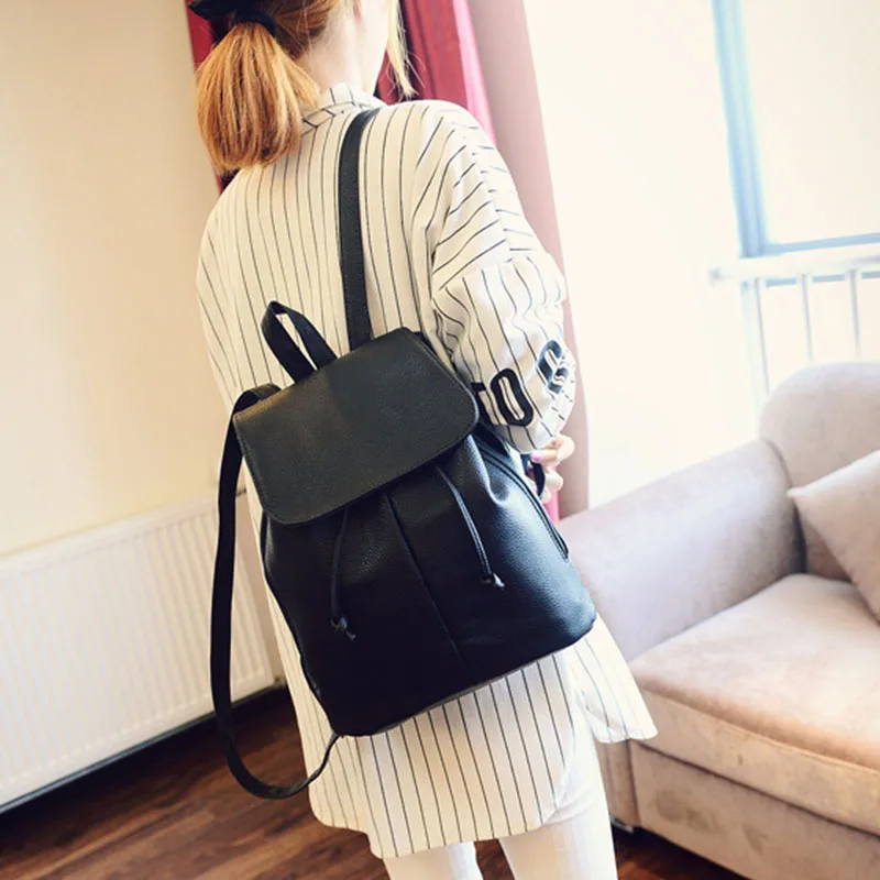 Простые кожаные рюкзаки в студенческом стиле дорожный рюкзак на шнурке сумки