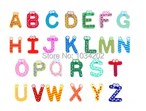 

Children's creative gifts toys wooden magnetic stickers 26 wooden alphabet fridge magnets free shipping 50set=1300PCS
