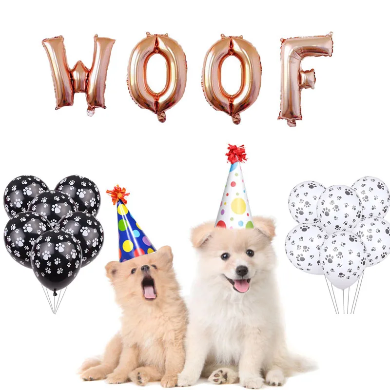 Розовое золото Woof Ballon собака День рождения украшения буквы фольги Воздушные шары
