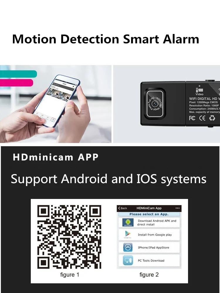 Full HD 1080P Мини Wifi камера с двойным объективом, беспроводной пульт дистанционного управления, мини видеокамера, видео регистратор, TF карта для IOS, Android, Windows