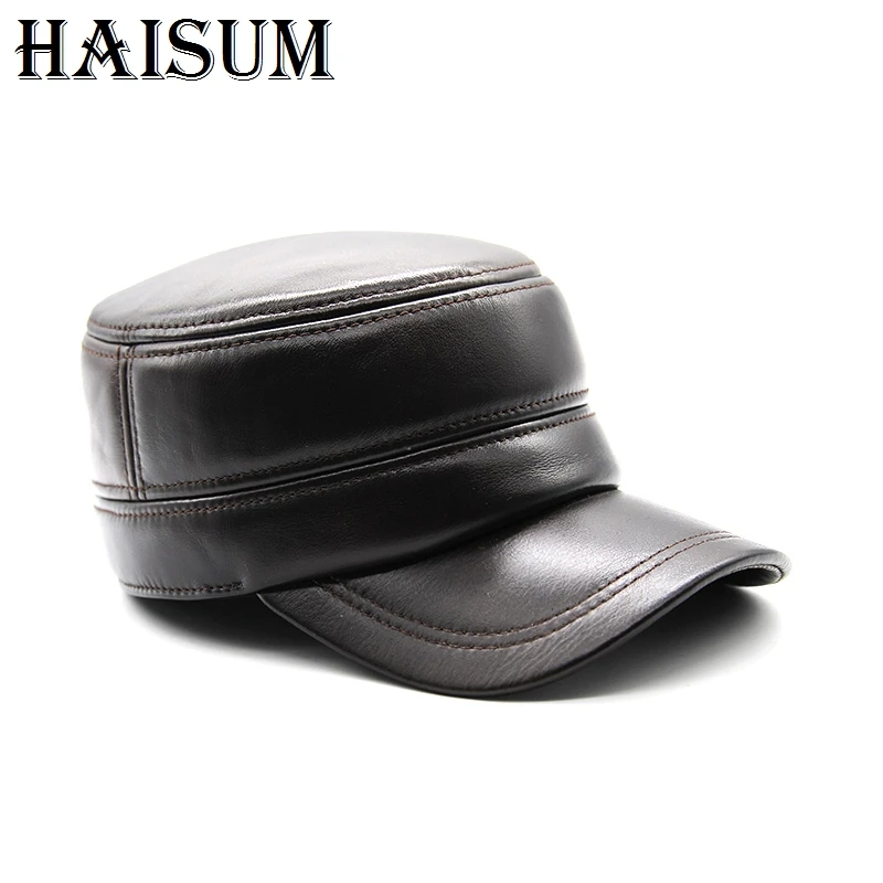 2018 зимняя мужская тёплая шапка из натуральной кожи бейсбольная кепка с ушками