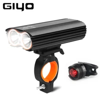gyio bicycle bike light front lamp waterproof t6 led18650 usb rechargable headlight with back rear safety laser rear light