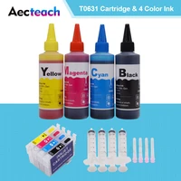 aecteach for epson t0631 ink cartridge stylus cx4100 cx4700 cx3700 c67 c87 c87pe cartridges for epson printer ink refill 400ml