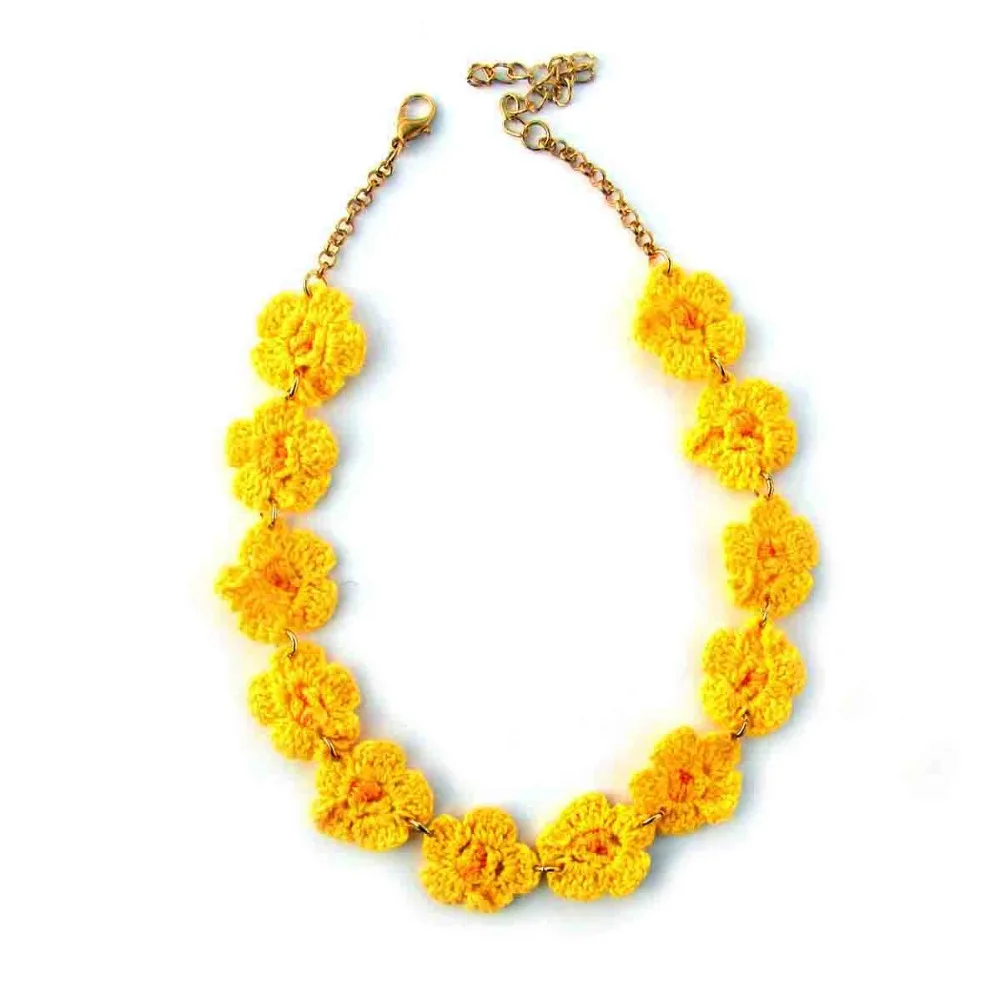 Лидер продаж модные желтые хлопковые кружевные цветы металлические эмалевые