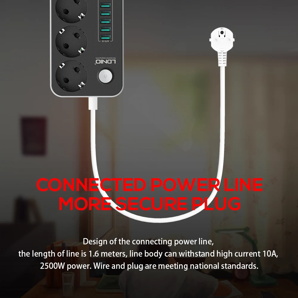 LDNIO SE3631 3 ЕС AC розетки удлинитель 6 Usb (розетка) настольный блок питания с Заводской