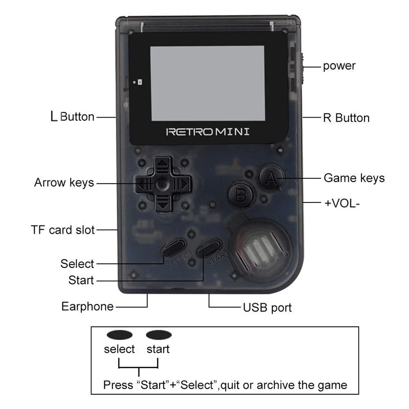Retro Game Console 32 Bit Portable Mini Handheld Players Built-in 40 For GBA Classic Games Best Gift Kids Black | Электроника