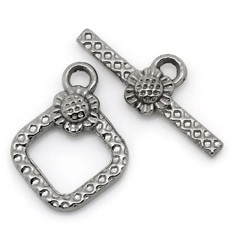 Toggle Clasps ромб из металлического сплава с цветочным узором 15 мм x 20 (5/8 &quotx 6/8&quot) 24 9 (1
