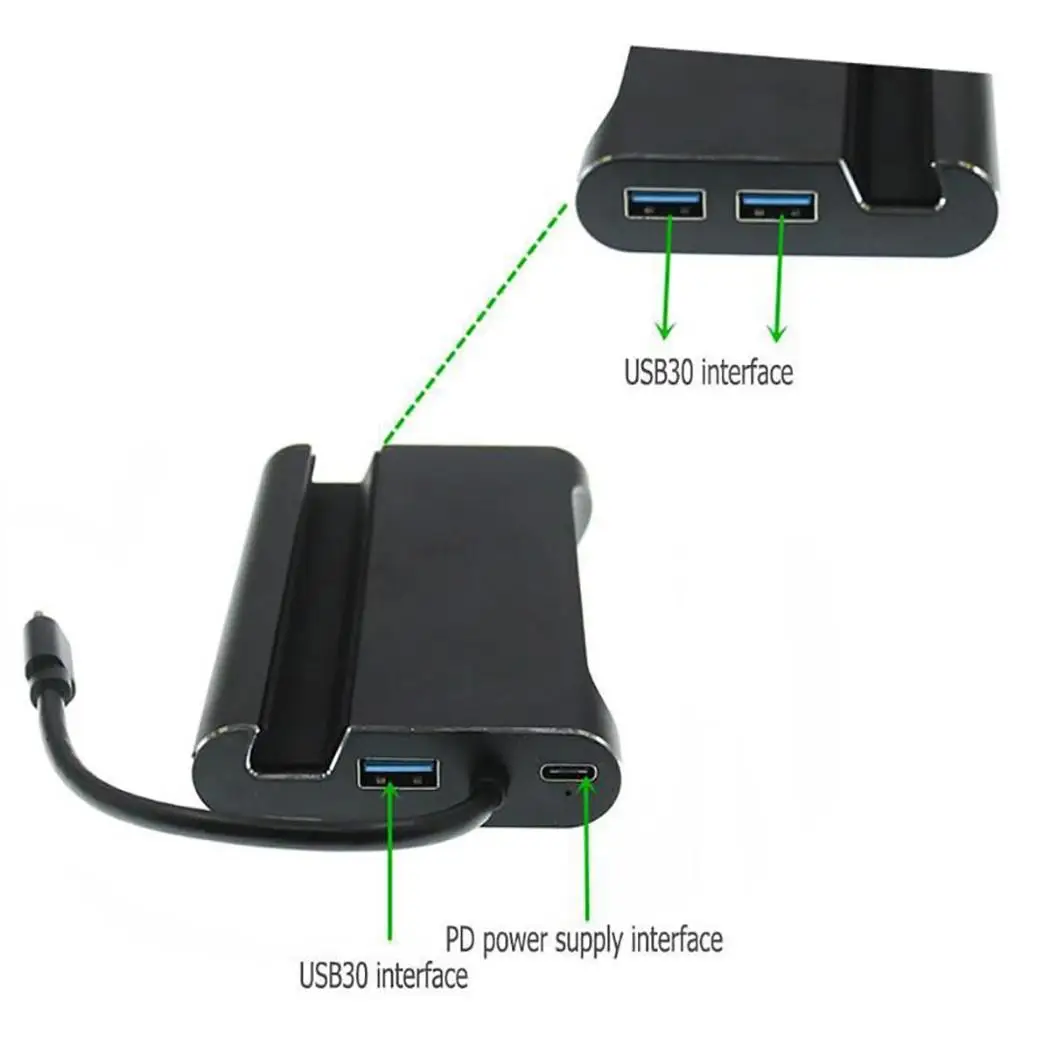 Type-C to HDMI/VGA RJ45 HUB Adapter 3 USB3.0 Port Hub Type C Multi-function Docking Station for Macbook with Phone Holder Stand |