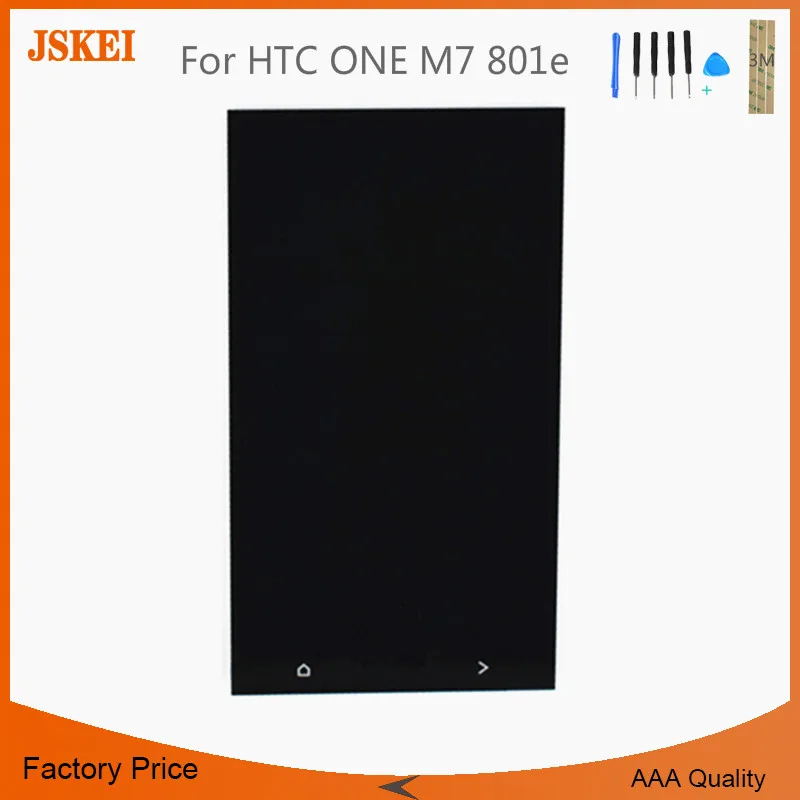 Черный для HTC ONE M7 801e Dual/Single SIM LCD сенсорный экран дигитайзер дисплей в сборе Замена