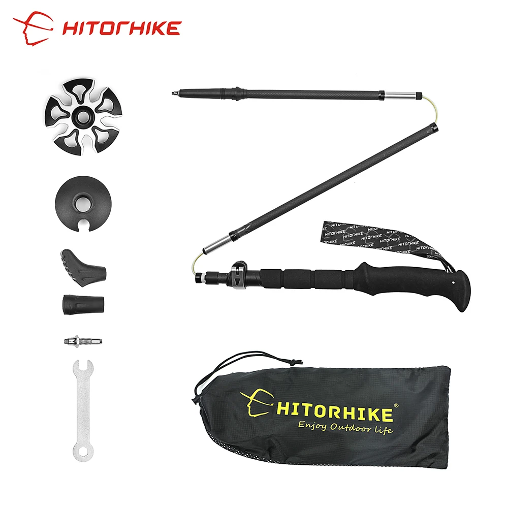 Hitorhike 1 пара 5 секционная трость из углеродного волокна сверхлегкая Складная