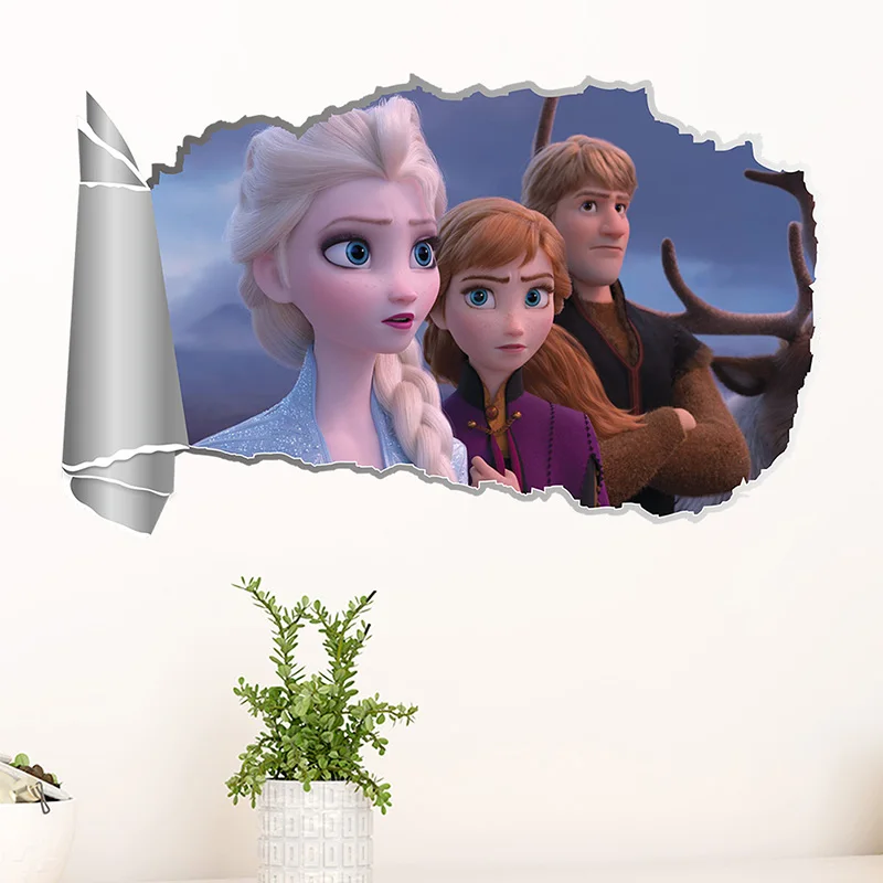 Новые Kristoff Эльза Анна Принцесса наклейки на стену для дома Настенная Наклейка для детской комнаты наклейки 3D фотообои с героями аниме искусство Замороженные 2 постер фильма