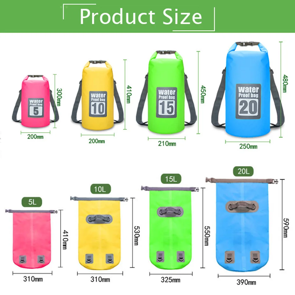 5L/10L/15L/20L водонепроницаемые сумки для хранения, сухой мешок, сумка для каноэ, каяк, рафтинг, для спорта на открытом воздухе, сумки для плавания, дорожный набор, рюкзак