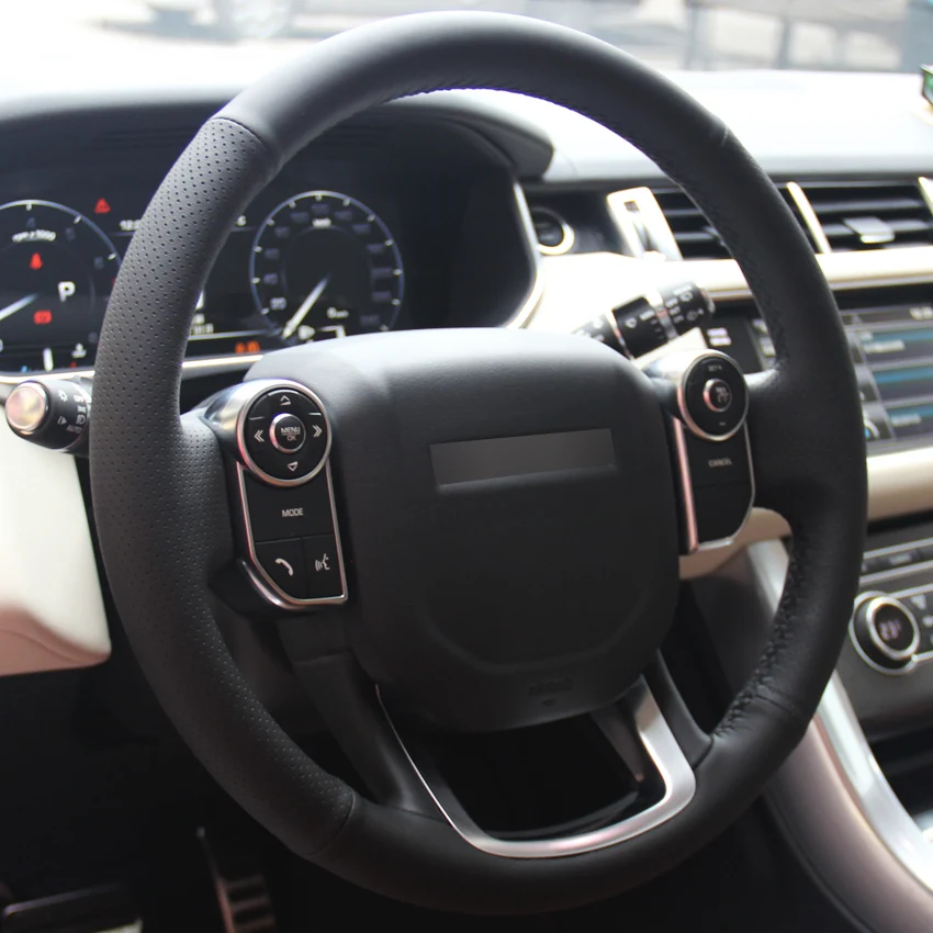 Черный PU искусственная кожа ручной работы прошитый чехол на руль для Land Rover Range Rover velar- Range Rover Sport