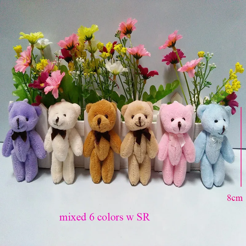 10PCS Super Kawaii 8CM Joint Bowtie Teddy Bear Plush TOY DOLL Stuffed Wedding Gift Bouquet Decor | Игрушки и хобби