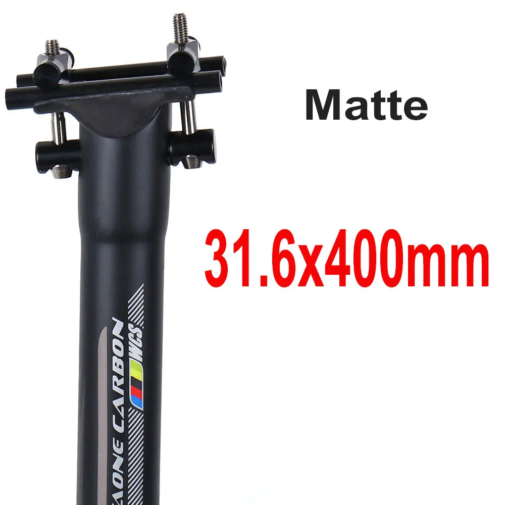 Matte 31.6x400mm Дорожный велосипед полный углеродного волокна подседельный штырь для горного велосипеда, подседельные штыри MTB части 27,2/30,9/31,6 мм x 350 мм Велосипеды части Титан винты - Цвет: Matte 31.6x400mm