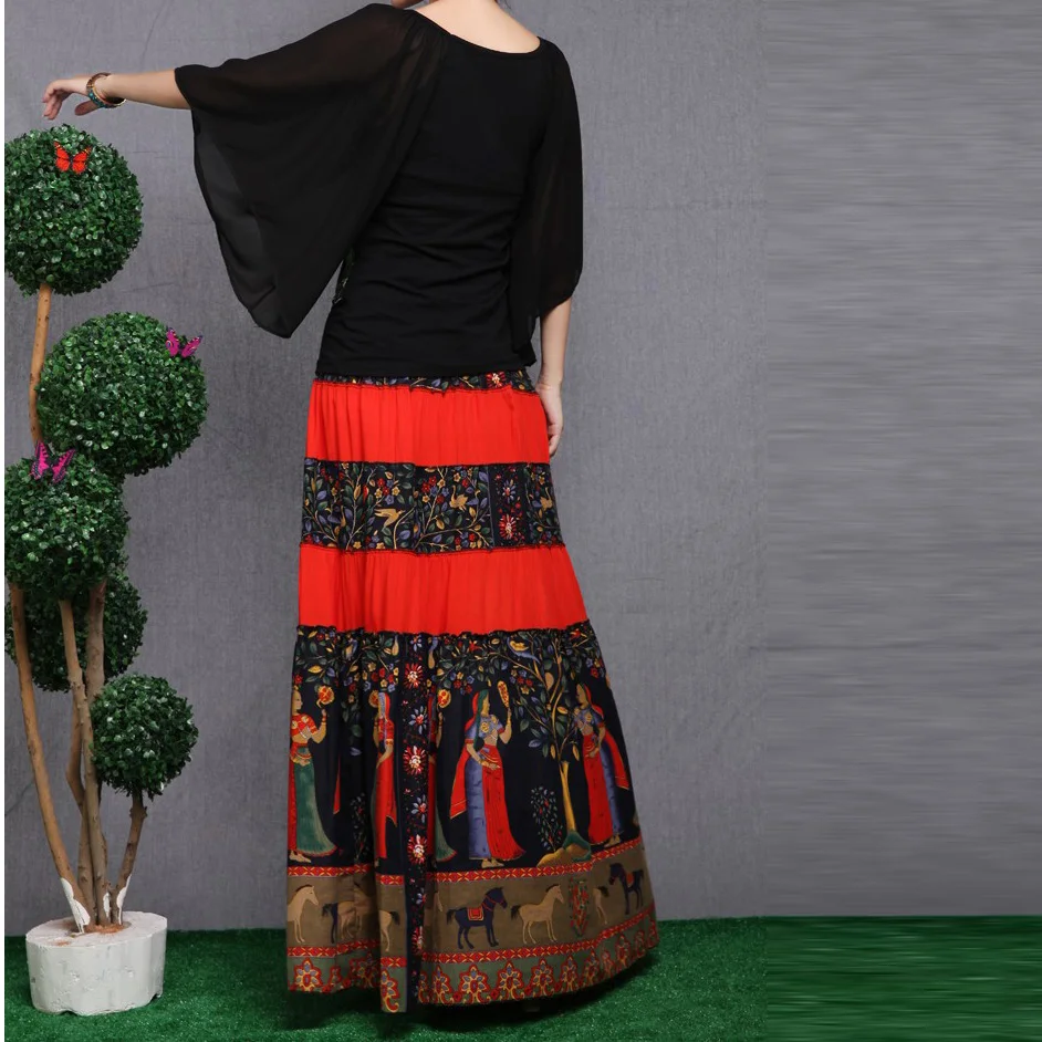 Женская длинная Плиссированная юбка Повседневная пляжная из хлопка и льна в