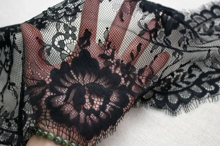 1шт = 3 ярда 3 ярда/лот 22см сетчатая кружевная отделка с цветочным узором черного и белого цвета для юбки, платья, одежды из заплаток материала X370.