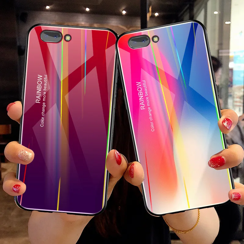 Лазерный чехол из закаленного стекла для Oppo R15x Aurora градиентный цветной 6 4