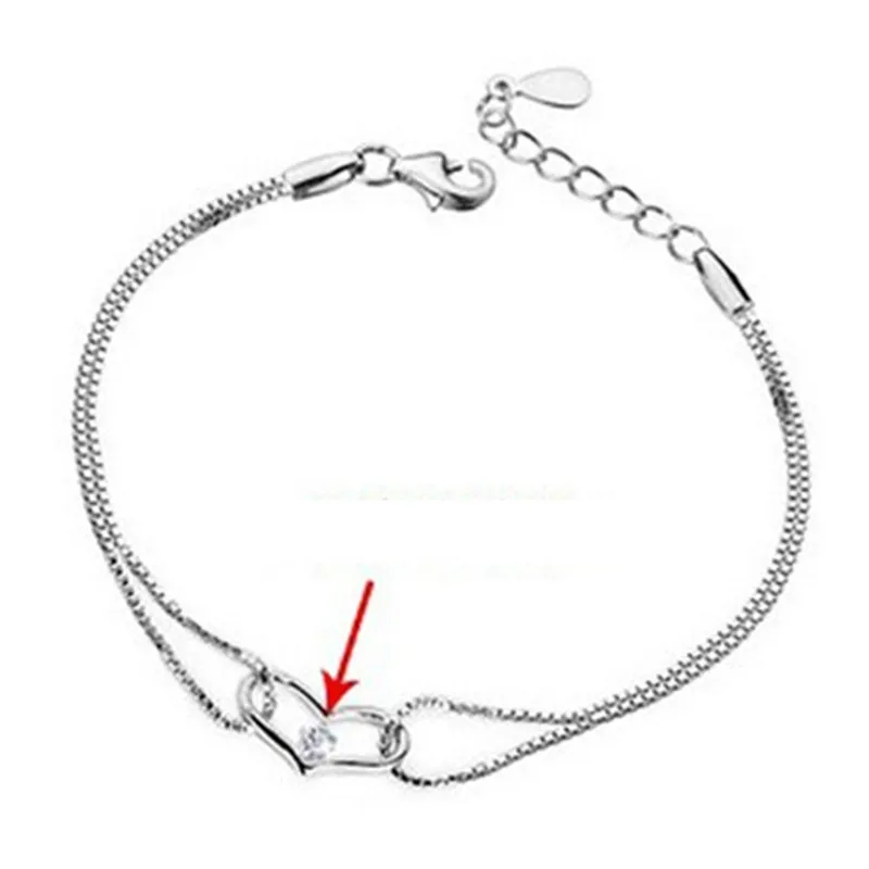 Kittenup серебро Цвет форме сердца браслеты женские модели диких модная обувь