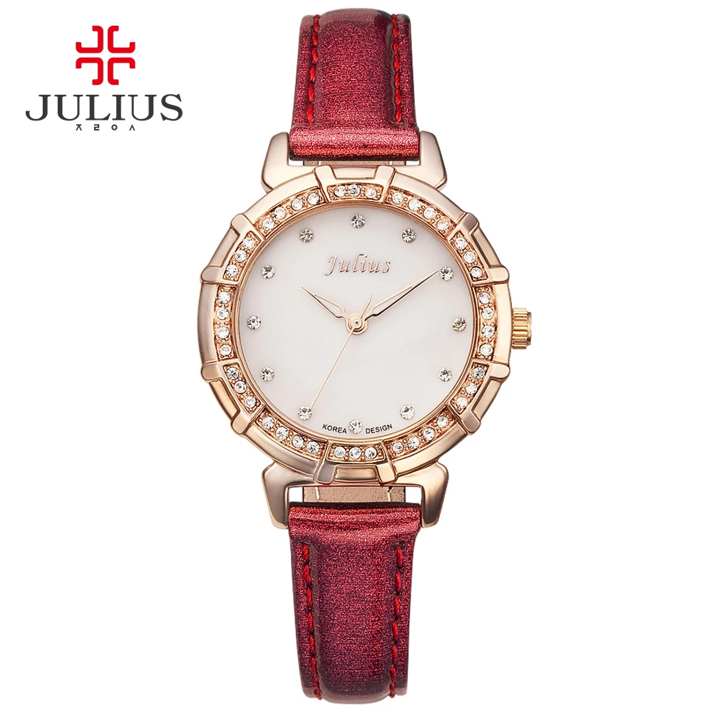Julius часы модный бренд роскошные хрустальные золотые женские кожаные Наручные