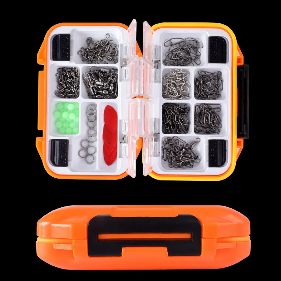191pcs/box Fishing Accessories Kit Including Swivels Snaps Sinker Slides Luminous Beads with 12 Compartments Tackle Box - купить по