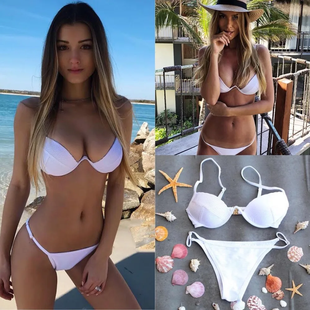 2018 Новый chic sexy Солнечный простые однотонные купальный костюм-бикини для женщин